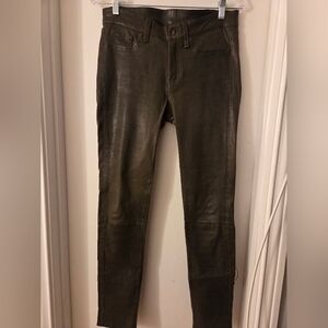 Rag & Bone Washer Olive Green Leather Pants Sz 29